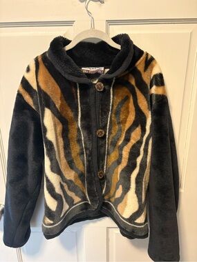 It’s Outta The Bag faux fur 80s vintage tiger animal jacket coat m medium l